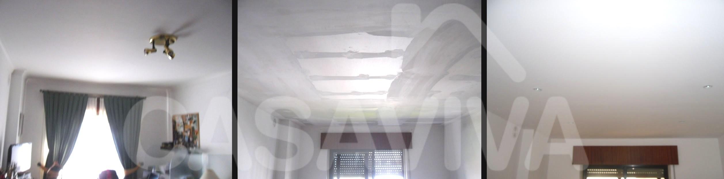Colocação de tecto falso no quarto do apartamento.Reparação de fissuras.Pintura completa de paredes.Focos de luz embutidos.